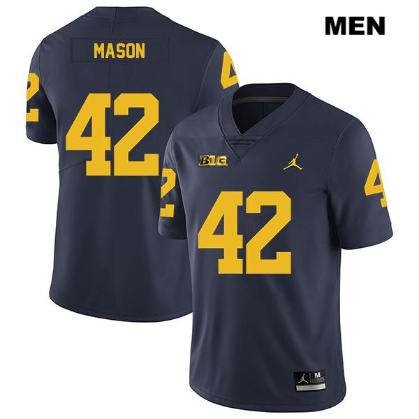 Men's NCAA Michigan Wolverines Ben Mason #42 Navy Jordan Brand Authentic Stitched Legend Football College Jersey QC25Z47CA